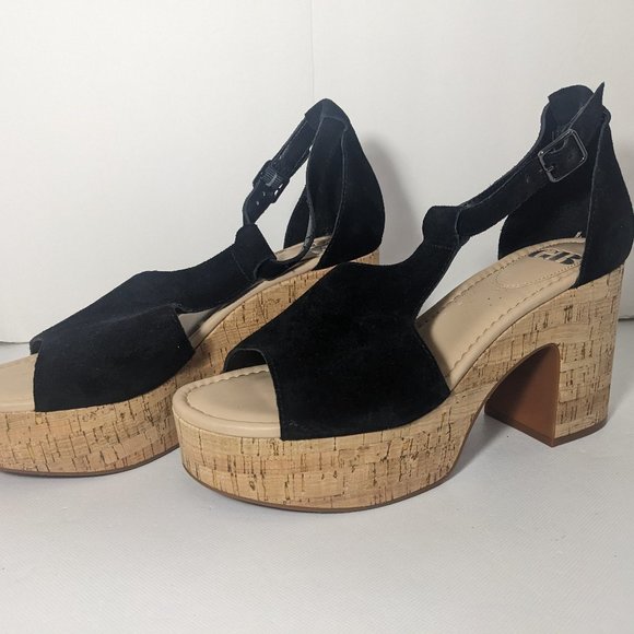 Gianni Bini Shoes - NEW-Size 9.5M Womens Gianni Bini Platform Block Heeled Sandals Leather Black